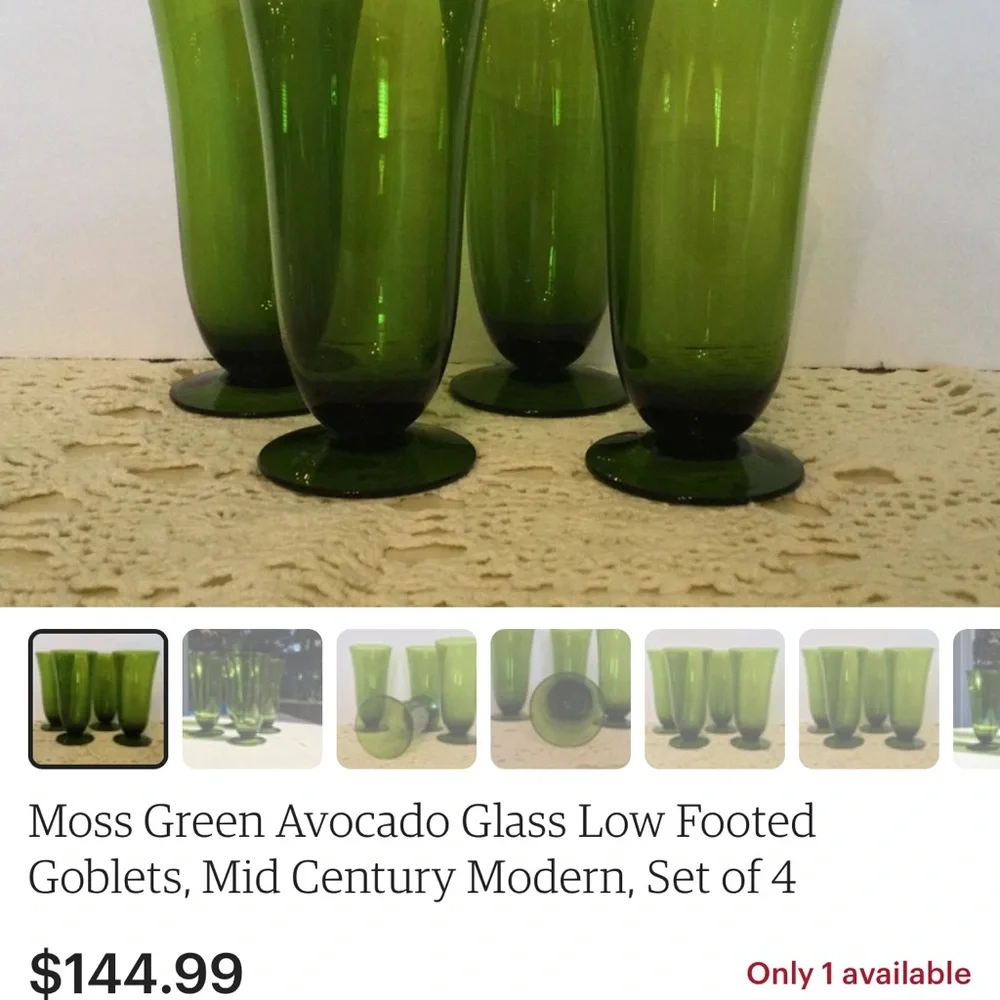 Pilsner Mid-Century Green Goblets / Tumblers 5 Total - Picture 11 of 12
